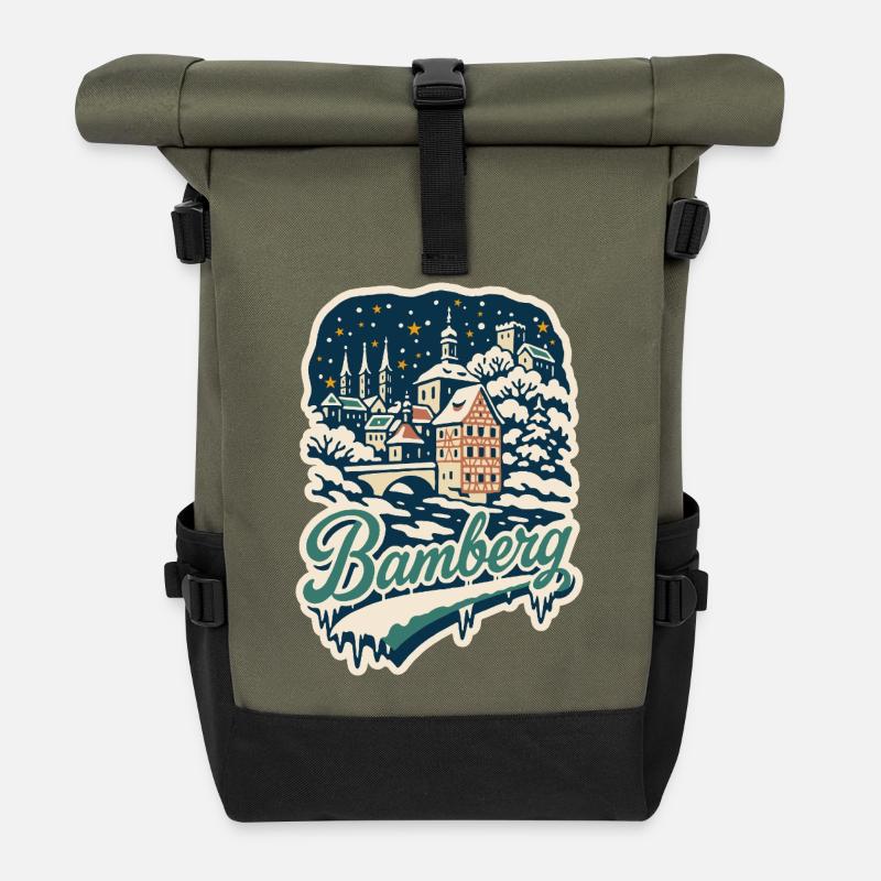 Bamberg Winter Magic - Roll Top Backpack - olive/black
