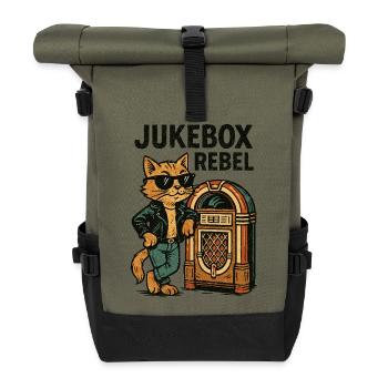 Rockabilly Jukebox Cool Cat Rebel Cadeau rétro - Sac à dos roll top - olive/noir - Devant