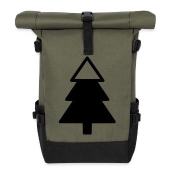 Fir Tree Forest Silhouette - Roll Top Backpack - olive/black - Front
