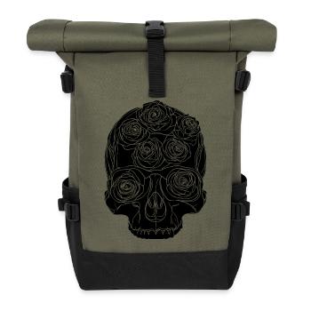 Dark Rose, Skull Rose - Rolltop Rucksack - Olive/Schwarz - Vorne