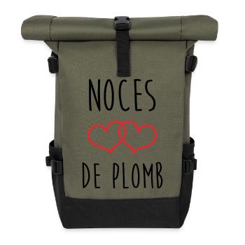 Lead Wedding 14 Jahre Ehe - Rolltop Rucksack - Olive/Schwarz - Vorne
