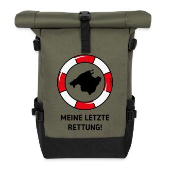 Meine Letzte Rettung! (Mallorca / Urlaub / POS 3C) - Rolltop Rucksack - Olive/Schwarz - Vorne