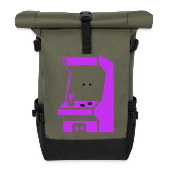  Spielautomat Arcade Silhouette - Rolltop Rucksack - Olive/Schwarz - Vorne