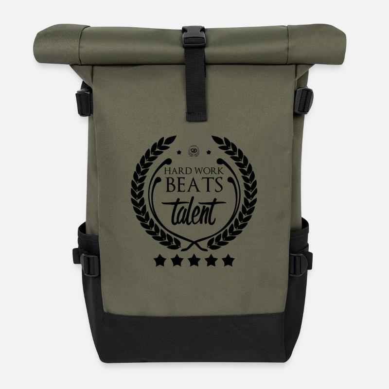 HARTE ARBEIT BEATS TALENT - Rolltop Rucksack - Olive/Schwarz