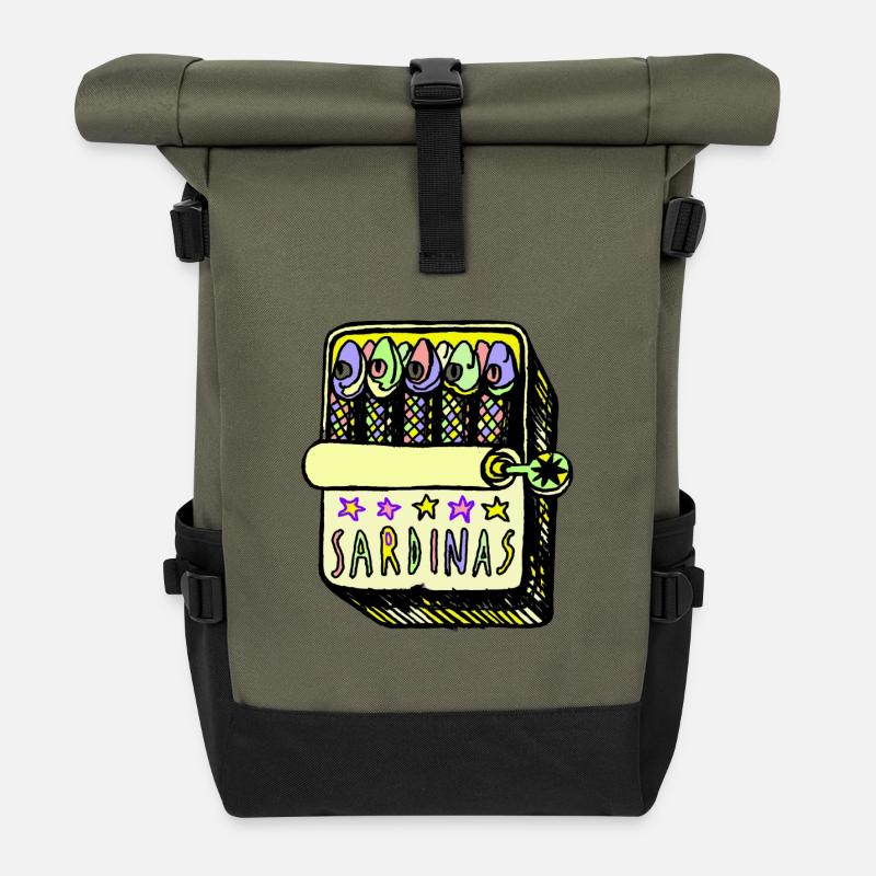 Sardines - Roll Top Backpack - olive/black