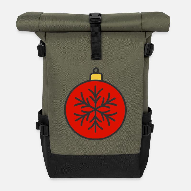 Weihnachtskugel - Rolltop Rucksack - Olive/Schwarz