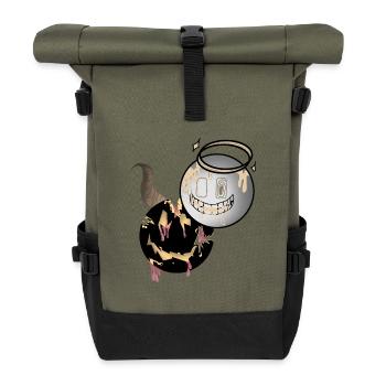 Melting Faces Angel and Devil Design - Roll Top Backpack - olive/black - Front