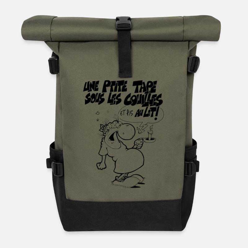 Au lit - Sac à dos roll top - olive/noir