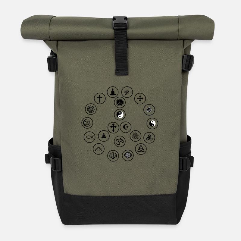 Paix et Religion - Sac à dos roll top - olive/noir