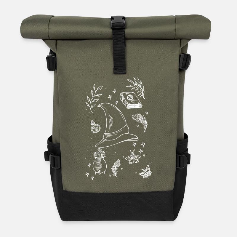 Magic Hat and Magic Trick - Roll Top Backpack - olive/black