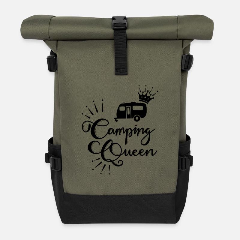 Camping Queen Wohnwagen - Rolltop Rucksack - Olive/Schwarz