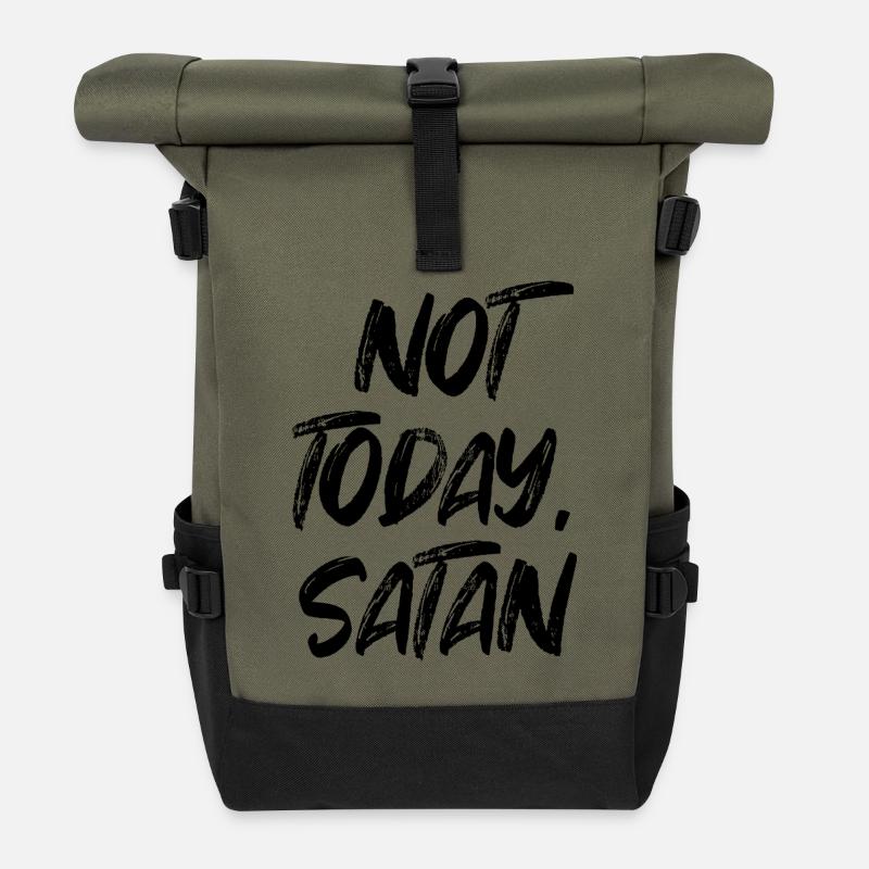 Not Today, Satan – Faith Meets Sass - Rolltop Rucksack - Olive/Schwarz