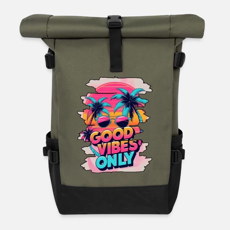 GoodVibesOnly - Sac à dos roll top - olive/noir