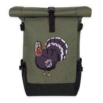 truthahn pute turkey turkeycock gobbler - Rolltop Rucksack - Olive/Schwarz - Vorne