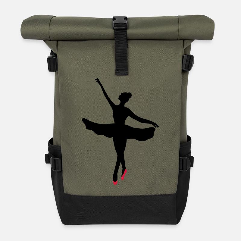 Ballett Tänzerin -Ballerina - Rolltop Rucksack - Olive/Schwarz