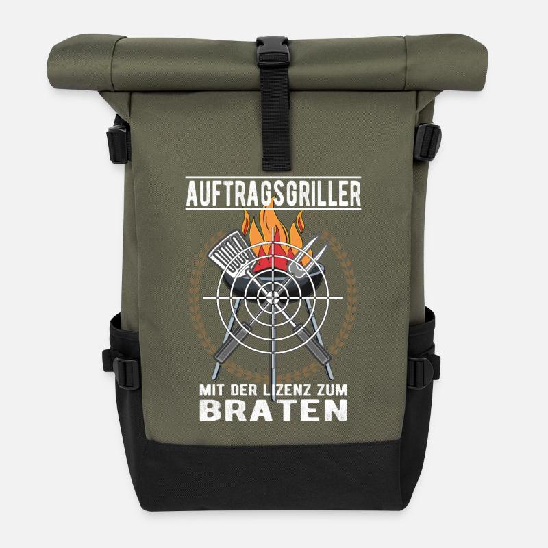 Auftragsgriller - Rolltop Rucksack - Olive/Schwarz