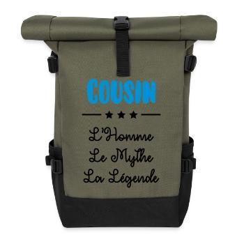 Cousin - Cousine - Famille - Naissance - Bébé - Roll Top Backpack - olive/black - Front