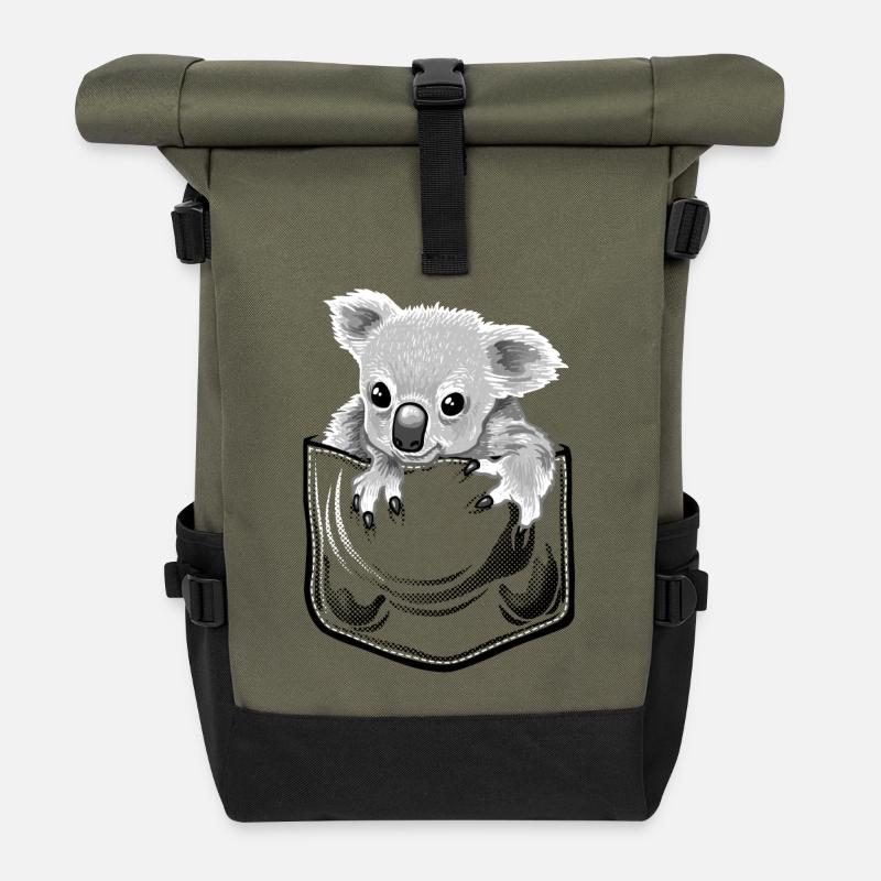 Koala pochette - Sac à dos roll top - olive/noir