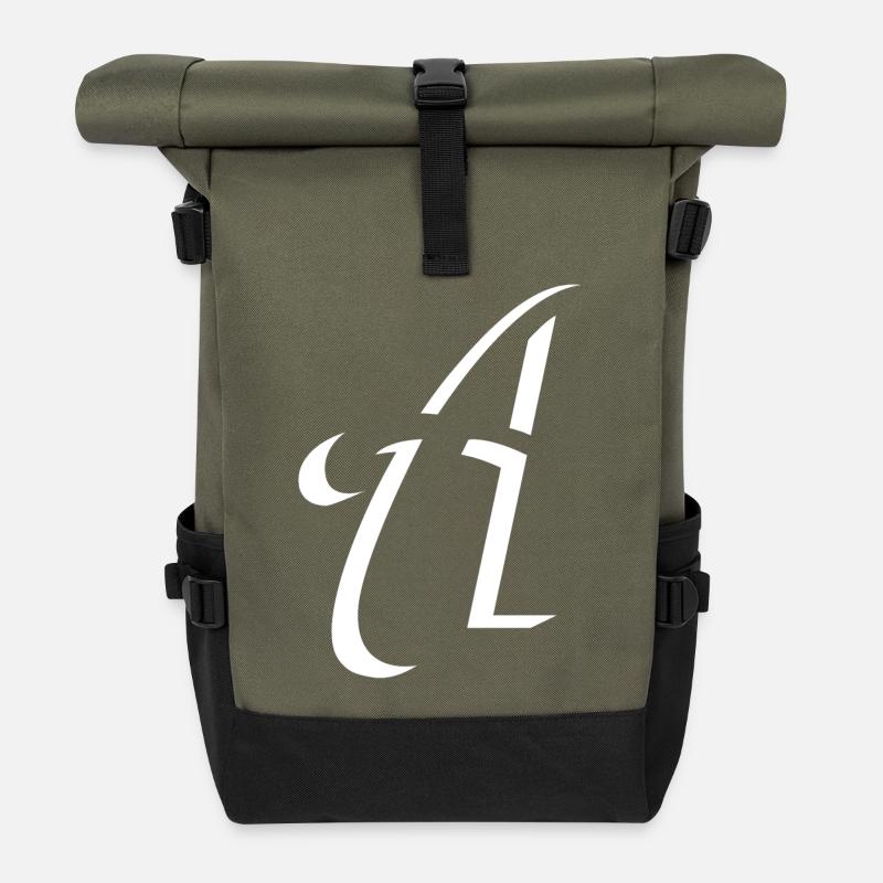 Letter A, Name, der Buchstabe A - Rolltop Rucksack - Olive/Schwarz
