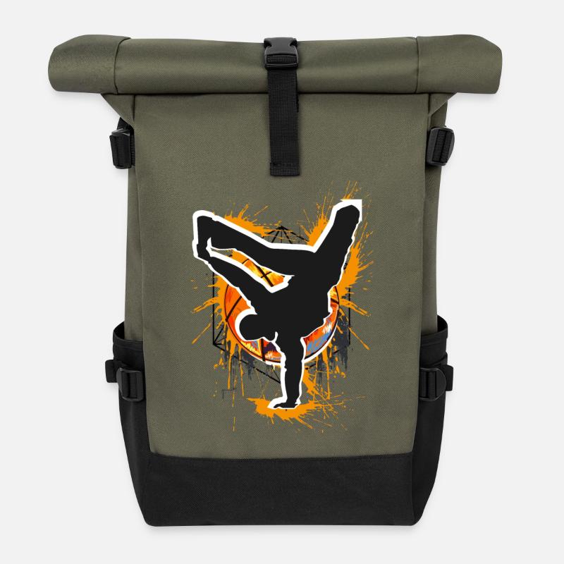 Breakdance - Breakdancer - Breakdancing - Bboy - Rolltop Rucksack - Olive/Schwarz
