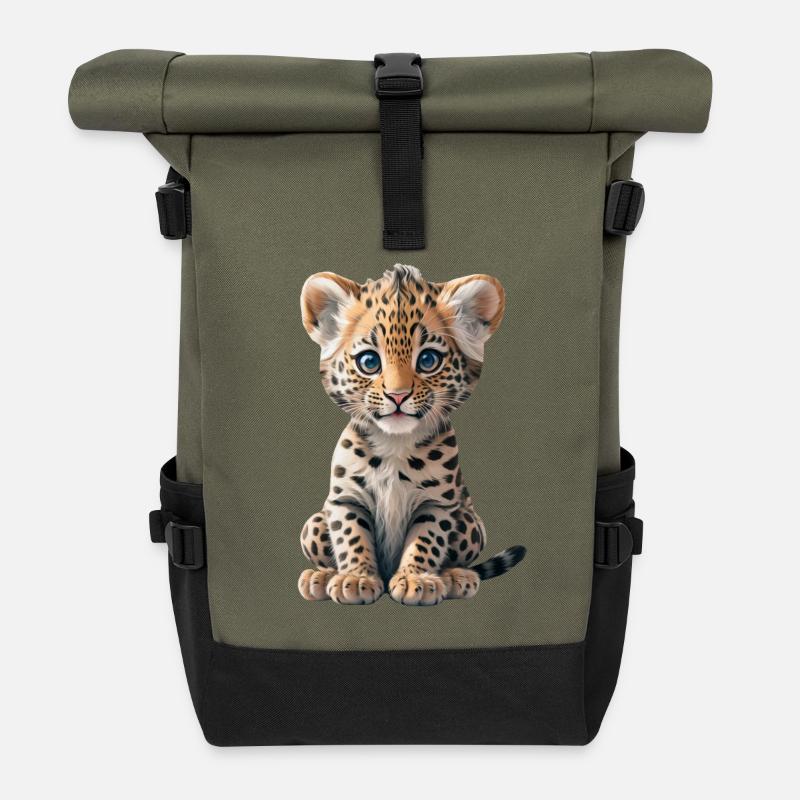 Baby Leopard - Rolltop Rucksack - Olive/Schwarz