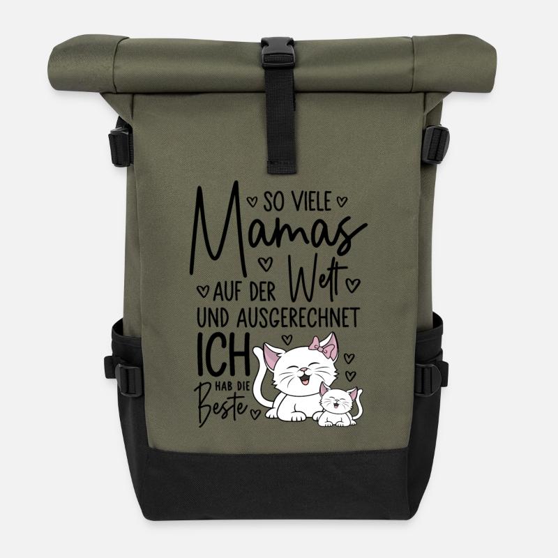 So viele Mamas Beste Mama Baby Muttertag Geschenk - Rolltop Rucksack - Olive/Schwarz