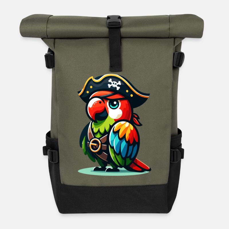 Polly la pirate : la crieuse de cape et d’épée - Sac à dos roll top - olive/noir