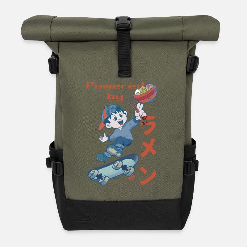 Propulsé par Ramen - Sac à dos roll top - olive/noir
