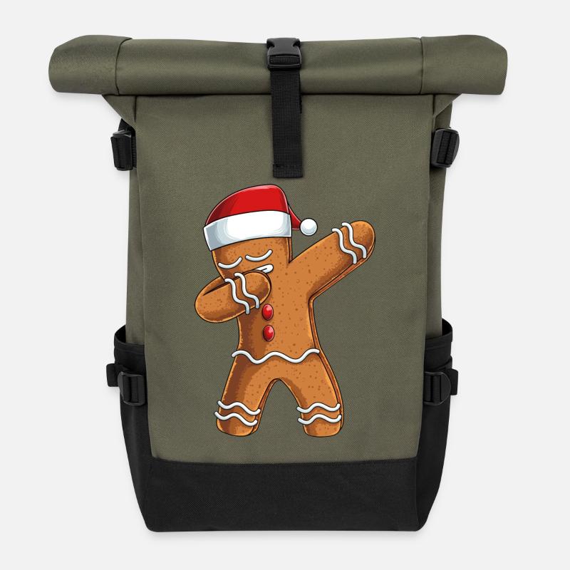 Noël, joyeux Noël, biscuit de Noël - Sac à dos roll top - olive/noir