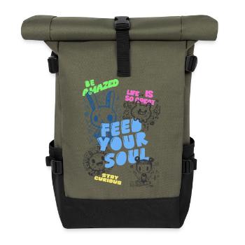 Feed your soul - Rolltop Rucksack - Olive/Schwarz - Vorne