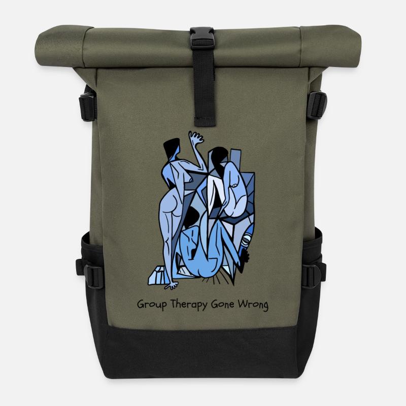 Group Therapy Gone Wrong - Roll Top Backpack - olive/black