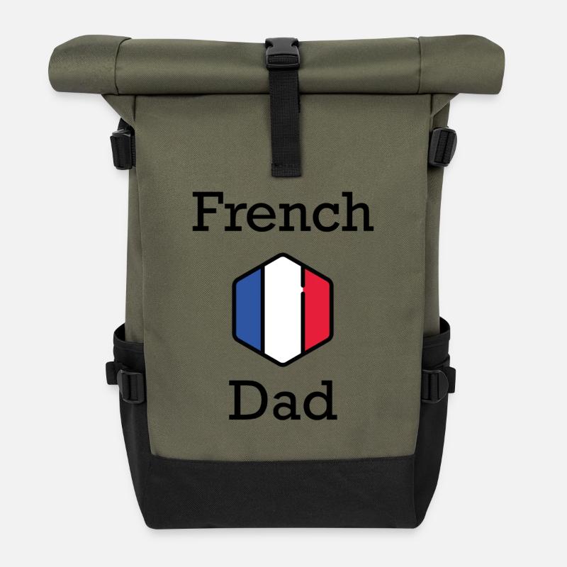 French Dad - Roll Top Backpack - olive/black