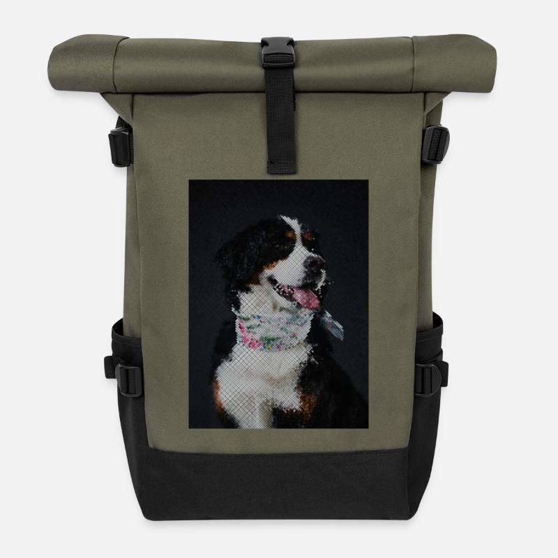 Bandana fleur de Berneseund - Sac à dos roll top - olive/noir