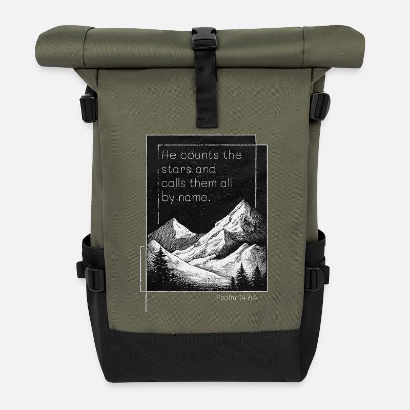 Bibelvers Religiös  - Rolltop Rucksack - Olive/Schwarz
