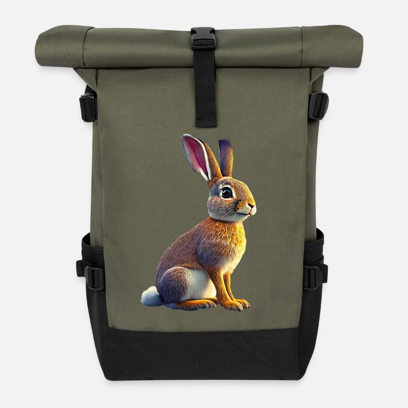 Hare-Hare - Roll Top Backpack - olive/black