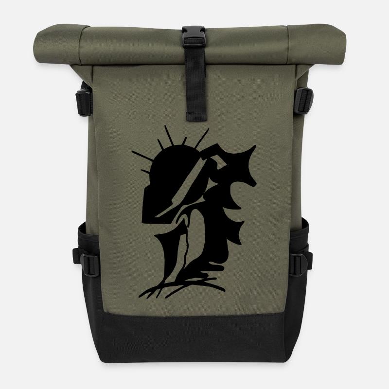 Schwarze Stille Minimaldesign - Rolltop Rucksack - Olive/Schwarz