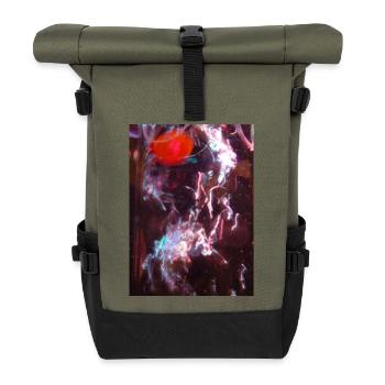 Neon-Fluid Spiegelung - Rolltop Rucksack - Olive/Schwarz - Vorne