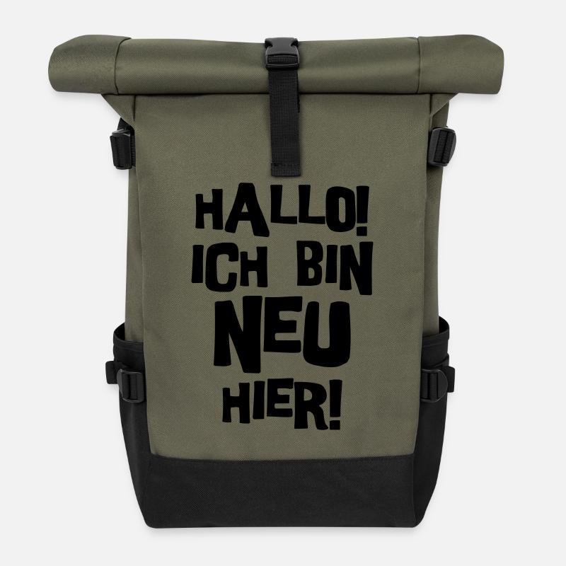 Hallo, ich bin neu hier. - Rolltop Rucksack - Olive/Schwarz