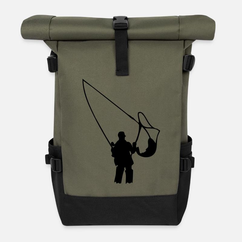 Fliegenfischen - Rolltop Rucksack - Olive/Schwarz