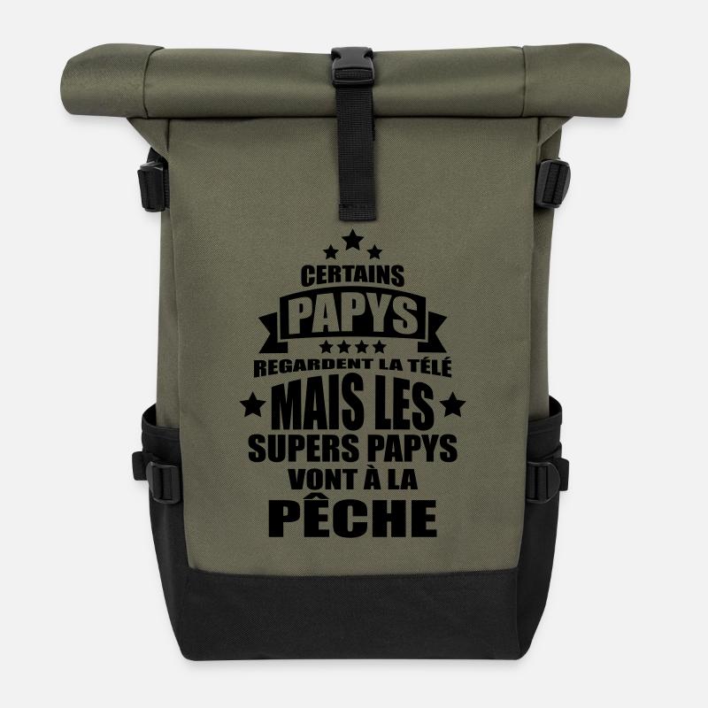 les supers papys vont à la pêche - Sac à dos roll top - olive/noir