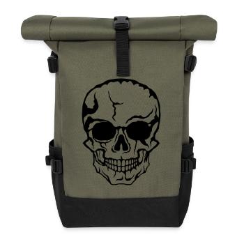 halloween death head horror drawing 21 - Roll Top Backpack - olive/black - Front