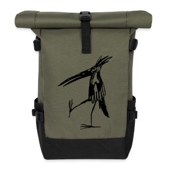 Standing bird - Roll Top Backpack - olive/black - Front
