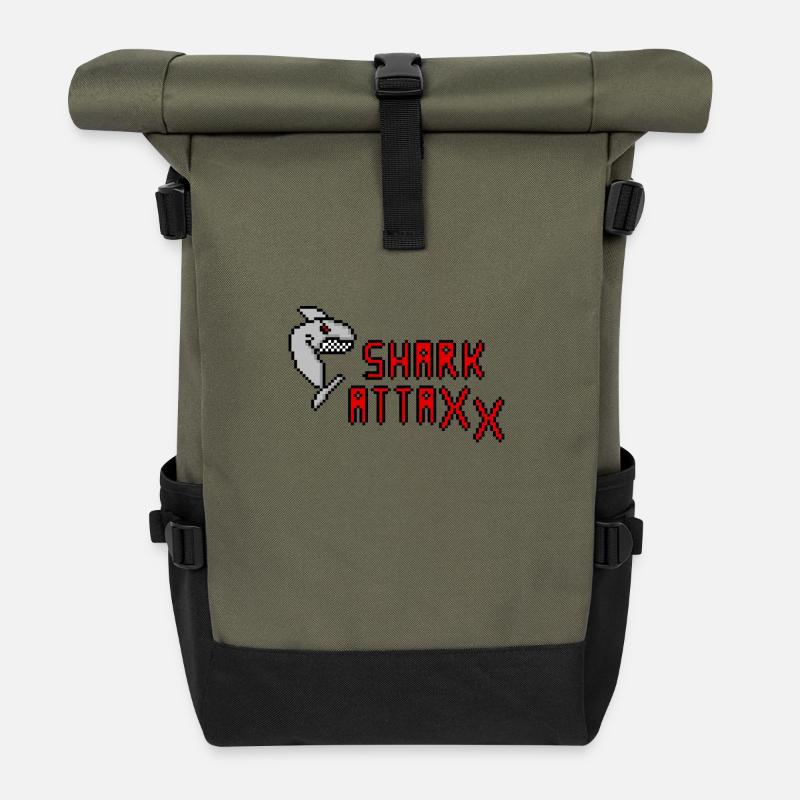 Pixel Shark - Rolltop Rucksack - Olive/Schwarz