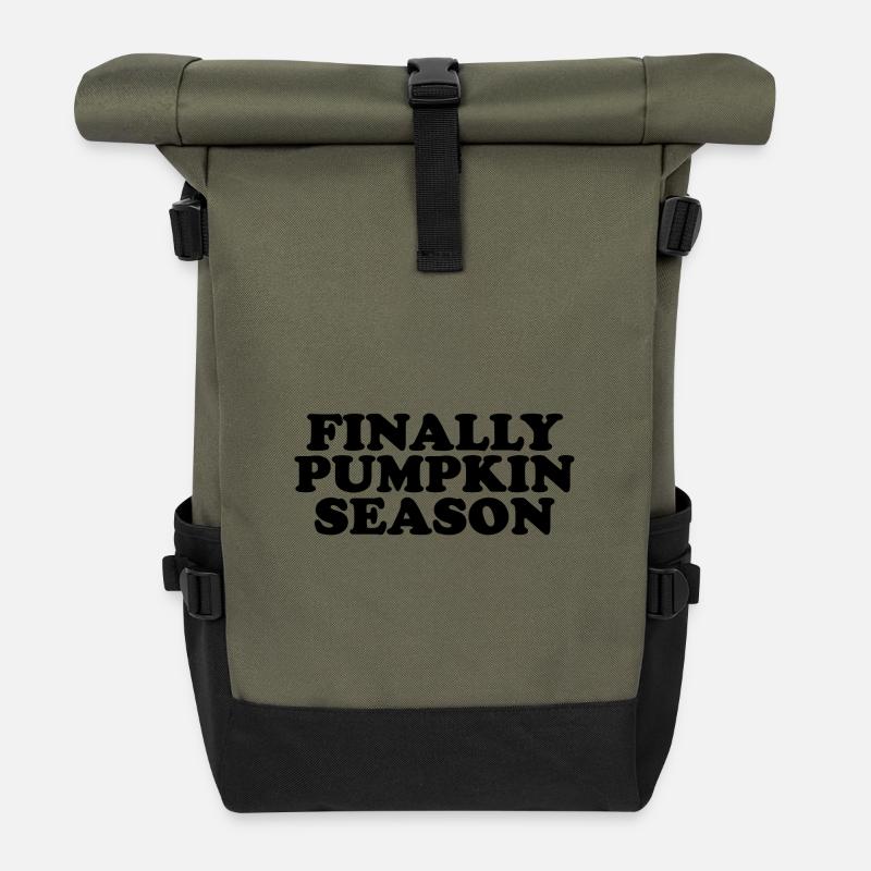 Endlich Kürbis Saison Design - Rolltop Rucksack - Olive/Schwarz