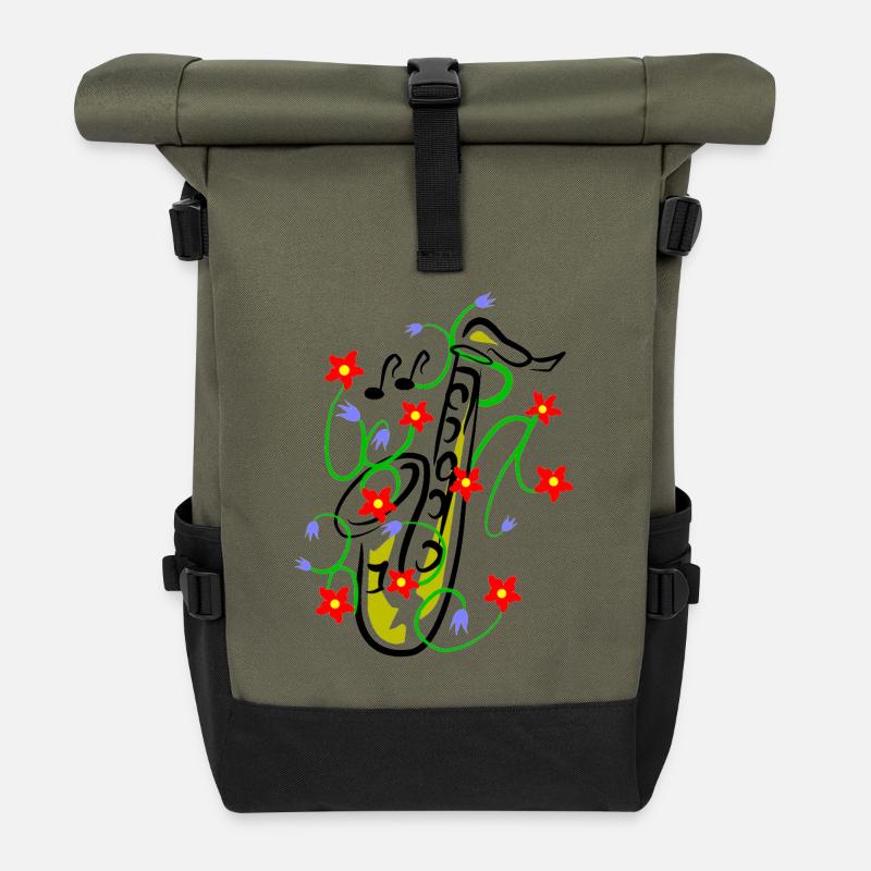 Conception du saxophone - Sac à dos roll top - olive/noir