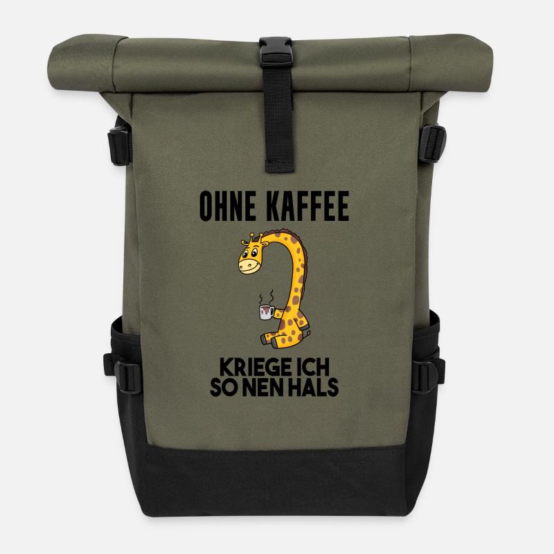 Kaffee Spruch lustig - Rolltop Rucksack - Olive/Schwarz