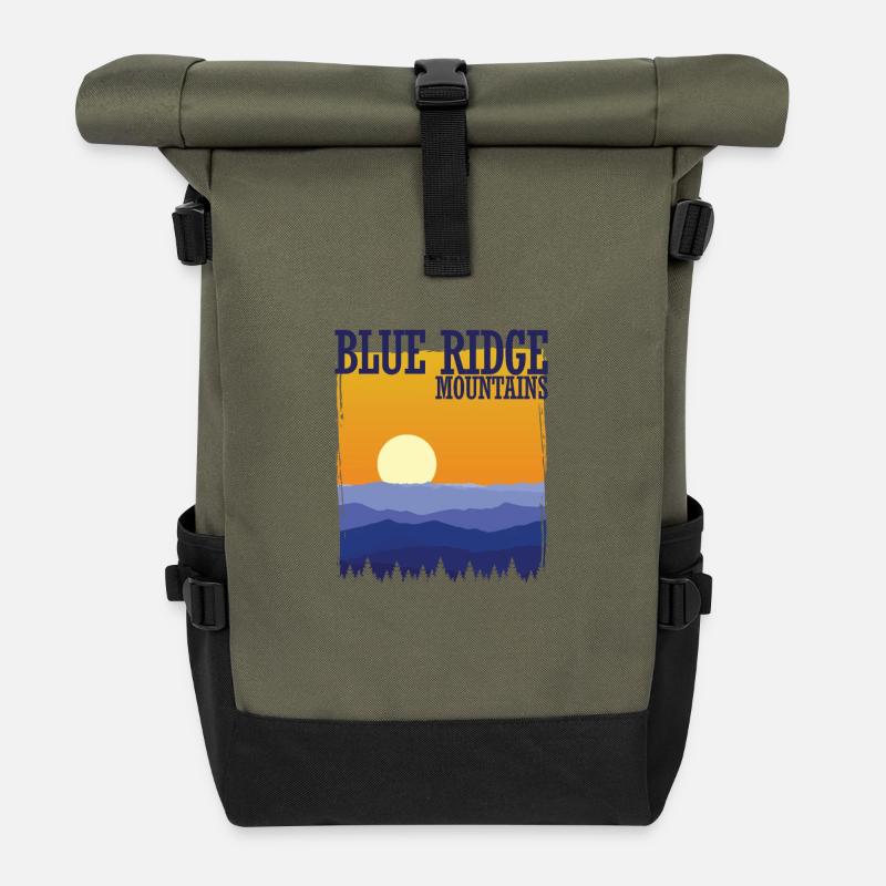 Blue Ridge Mountains Appalachen Mount Mitchell - Rolltop Rucksack - Olive/Schwarz