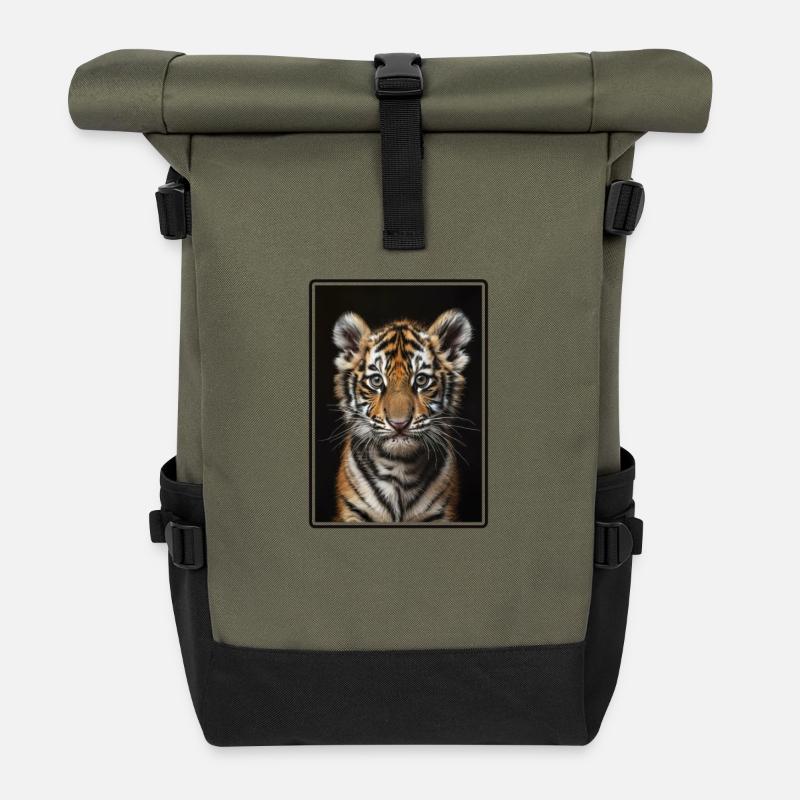 Tiger - Roll Top Backpack - olive/black
