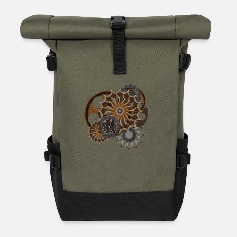 Steampunk - Roll Top Backpack - olive/black