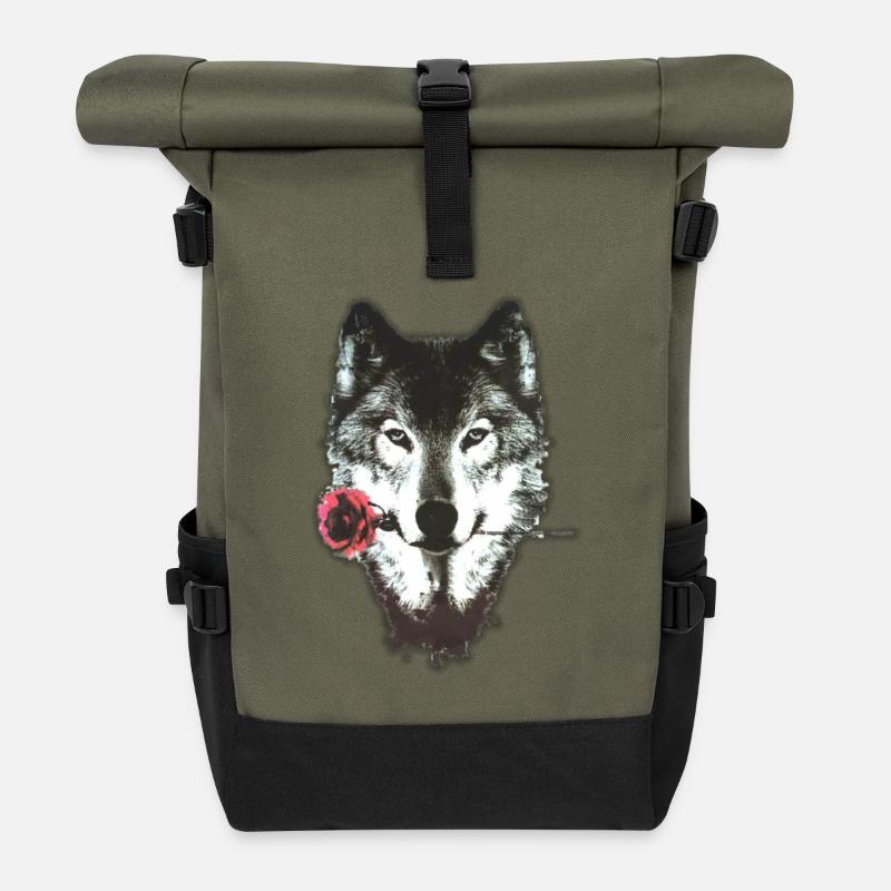 Wolf & Rose - Rolltop Rucksack - Olive/Schwarz